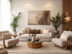 Scandinavian teak furniture crafted from solid teak wood with clean lines, minimalist design, and natural wood finishes.