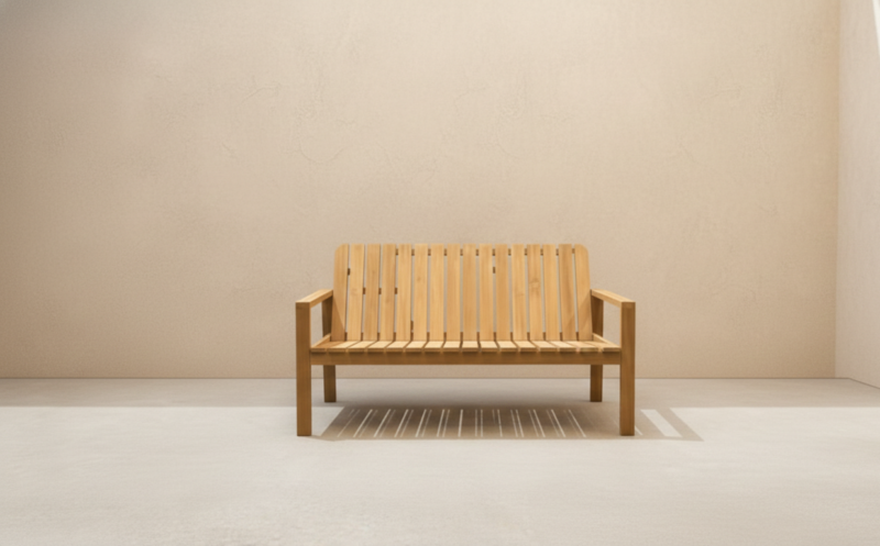 Catarina outdoor sofa set made from premium teak wood by Indonesia teak furniture factory, modern minimalist garden furniture